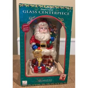 1999 The Brass Key Lumiere Santa Glass Centerpiece Ornament Special Edition 10"